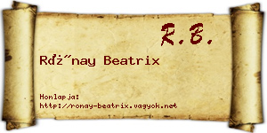 Rónay Beatrix névjegykártya